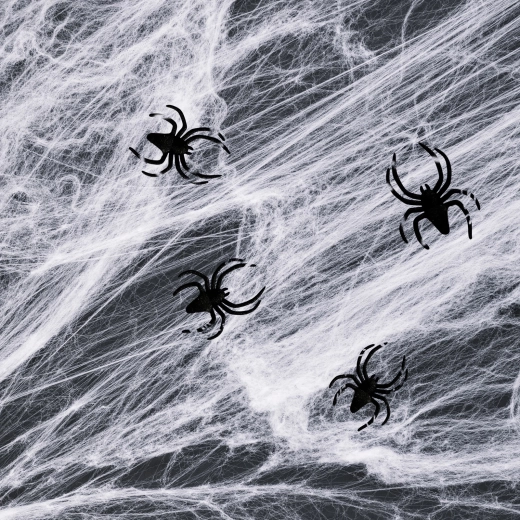 Biała halloweenowa pajęczyna z pająkami