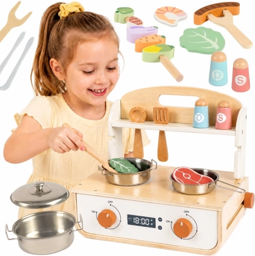 Drewniana kuchnia z grillem i akcesoriami Tooky Toy