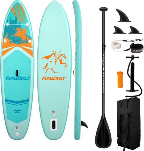 Nadmuchiwany paddleboard Funwater 350 × 86 × 15 cm – zestaw all‑round SUP (turkusowy)
