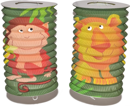 Lampion walec z motywem zwierząt 16 cm