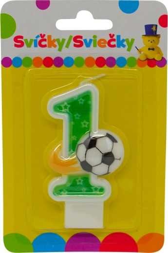 Urodzinowa świeczka cyfra 1 z piłką