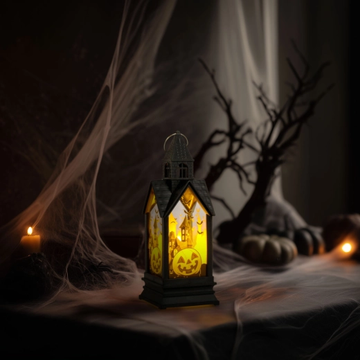 Halloweenowa świecąca dekoracja w kształcie dyni z żółtą diodą LED