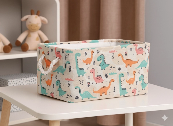 Tekstylny kosz do przechowywania z dinozaurami 26 × 36 × 20 cm
