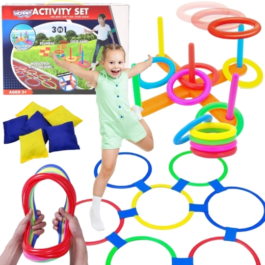 WOOPIE zewnętrzny zestaw gier 3 w 1: serso, cornhole i gra w klasy