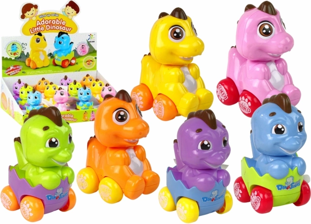 Nakręcany dinozaur w jajku na kółkach