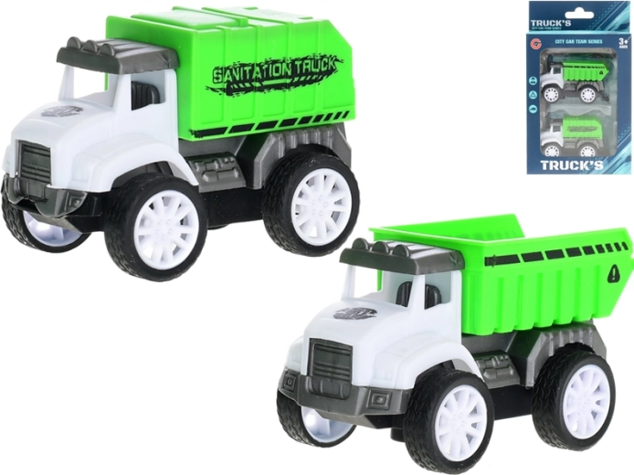 Zestaw samochodzików sprzątających 7,5 cm z napędem typu pull-back, 2 szt.