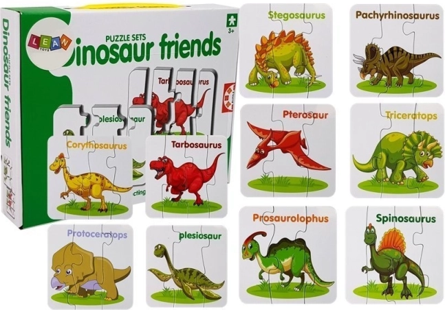 edukacyjne puzzle dinozaury – 10 par po angielsku