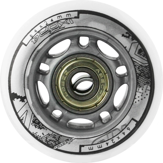 Zestaw białych kółek PU 64 × 24 mm z łożyskami ABEC 7 NILS EXTREME