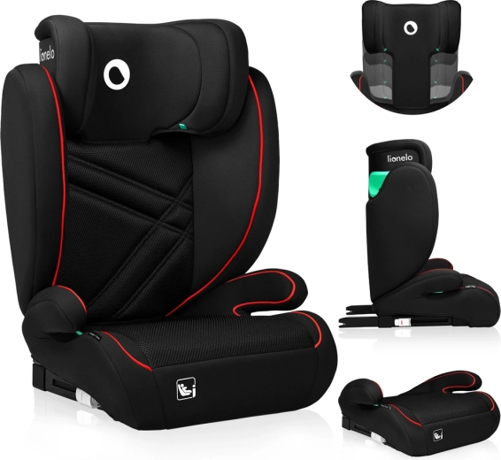 Lionelo Hugo i-Size fotelik samochodowy dla dzieci 100–150 cm Sporty Black Red