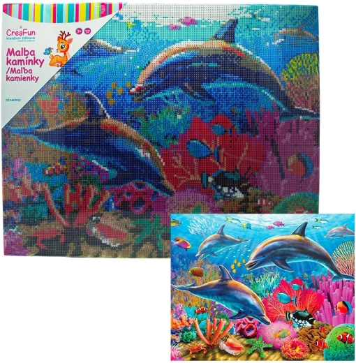 Malowanie diamentowe – delfiny 40 × 50 cm