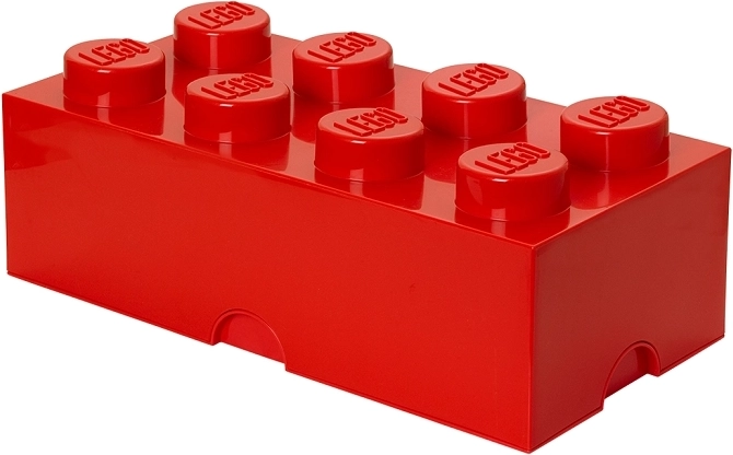 Pojemnik do przechowywania w kształcie kostki LEGO, 8 wypustek, czerwony
