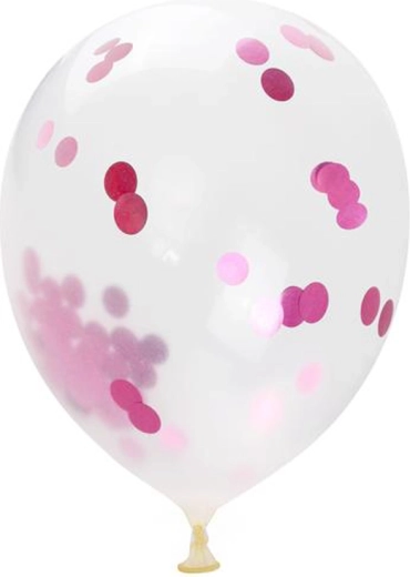Balony z różowymi konfetti 30 cm (5 szt.) TORO