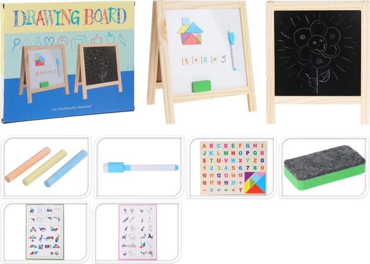 Dwustronna magnetyczna tablica do rysowania 2w1 32 × 27 cm z akcesoriami