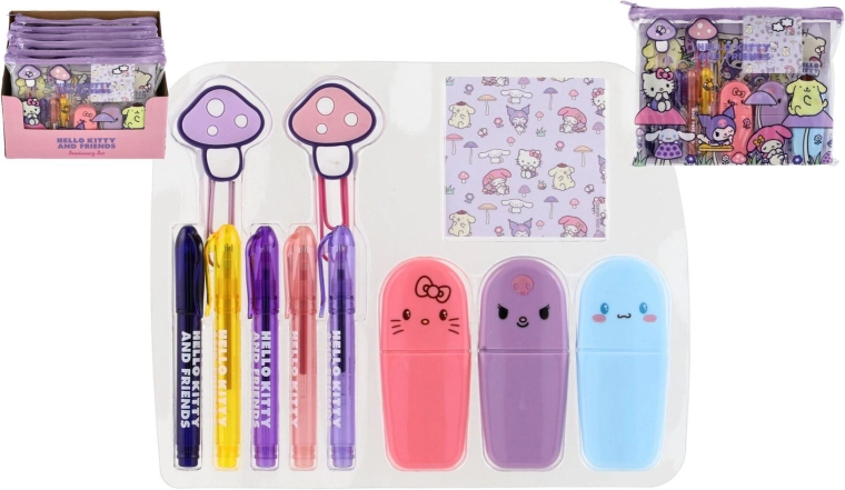 Hello Kitty i przyjaciele – duży zestaw szkolny z motywem Mushroom