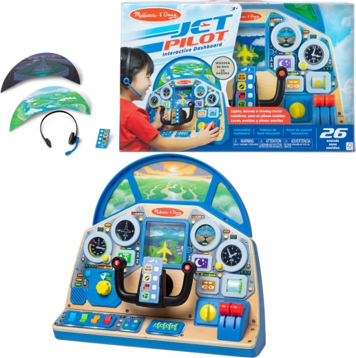 Melissa & Doug interaktywny kokpit pilota – drewniany panel sterowania samolotu