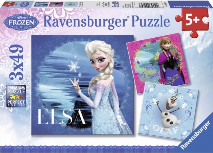 Ravensburger puzzle Kraina Lodu: Elsa, Anna i Olaf 3×49 elementów