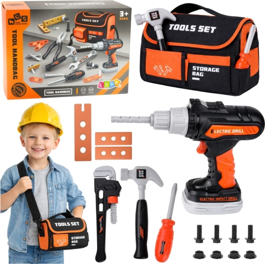 Dziecięcy zestaw narzędzi z torbą i wkrętarką akumulatorową, 25 elementów