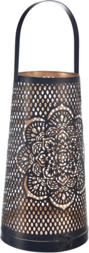 Metalowy świecznik Mandala czarno-złoty 30 cm