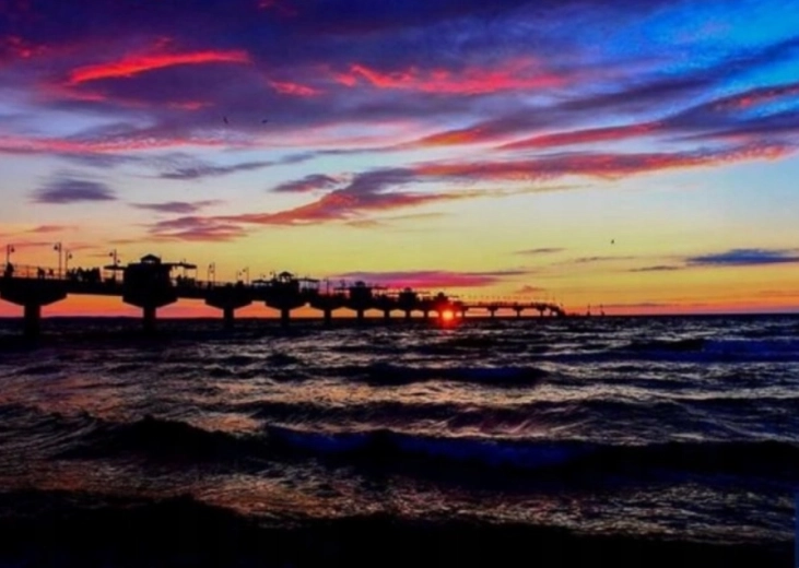 Diamentowe malowanie – zachód słońca na molo 30 × 40 cm