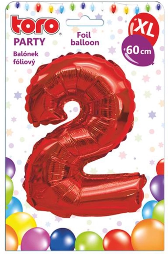 Balon foliowy cyfra 2, 60 cm, czerwony