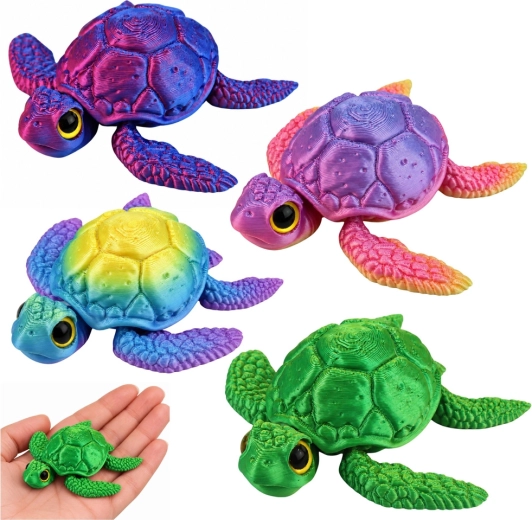 Figurka 3D żółwia morskiego z ruchomymi płetwami i głową, zmieniająca kolor 8 cm - 1 sztuka