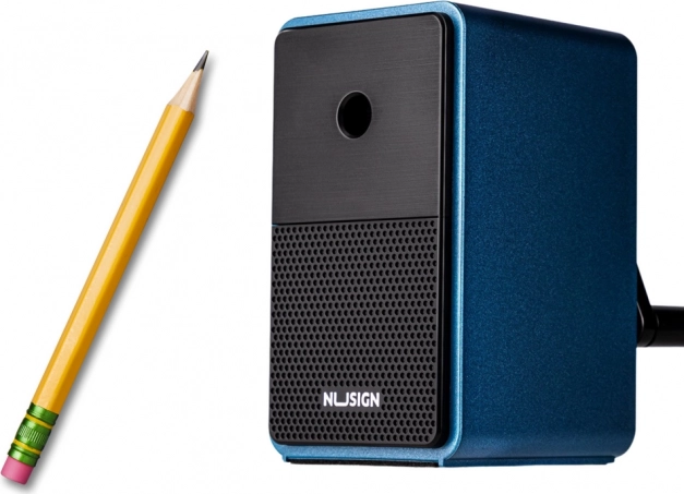 Temperówka na korbkę z pojemnikiem i regulacją ostrza, niebieska