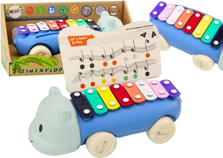 Dziecięcy kolorowy edukacyjny instrument Hippopotamus Roller Cymbałki