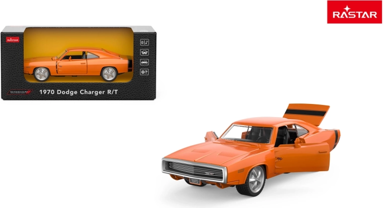 Metalowy samochodzik Rastar 1970 Dodge Charger R/T 1:36 pomarańczowy - 1 szt.