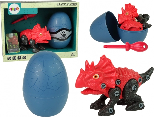zestaw konstrukcyjny dinozaur triceratops z jajkiem i śrubokrętem