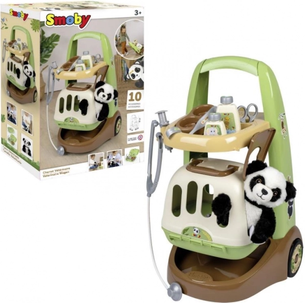 Smoby wózek weterynaryjny z pandą i transporterem 2w1