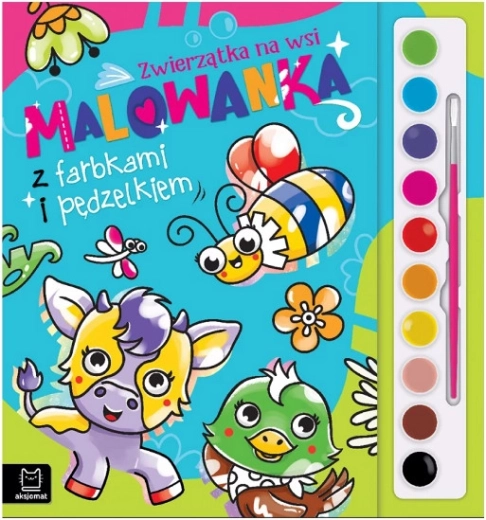 Malowanka z farbkami i pędzelkiem – Zwierzątka na wsi