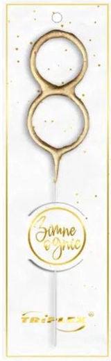 Zimny ogień cyfra 8, złoty, 16,5 cm