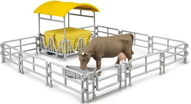 Bruder stodoła z zagrodami i krową – farmerski zestaw do zabawy