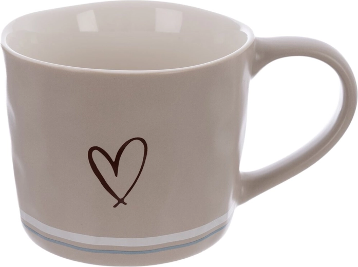 Porcelanowy kubek z motywem serca 0,4 l beżowy