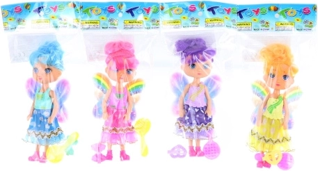 Lalka wróżka z tęczowymi skrzydłami i akcesoriami