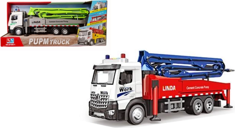 Strażacka betoniarnio-pompa na ciężarówce ze światłem i dźwiękiem