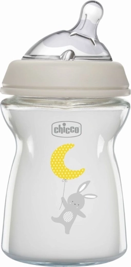 Chicco butelka szklana Natural Feeling 250 ml antykolkowa, neutralna, 0m+
