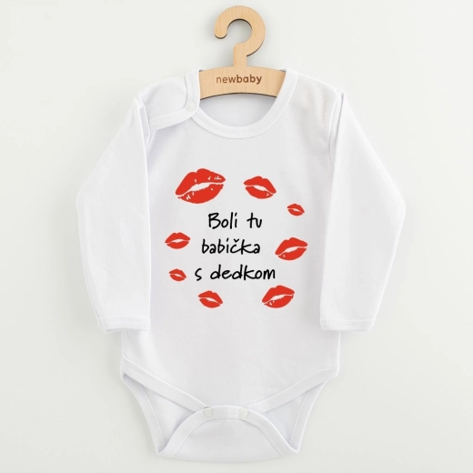 Body dziecięce z nadrukiem New Baby „Byli tu babcia z dziadkiem”