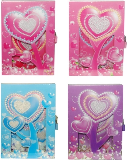 kolorowy pamiętnik z serduszkiem i zamkiem w twardej oprawie