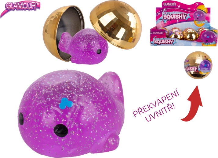 Błyszcząca kula Glamour z niespodzianką – rozciągliwe antystresowe zwierzątko