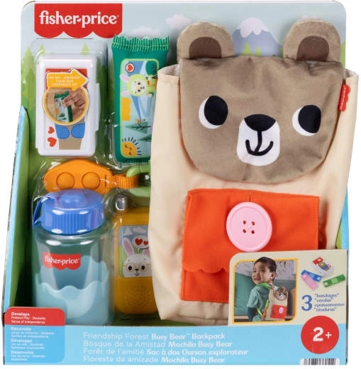 Fisher-Price misiowy plecaczek – aktywny zestaw kempingowy dla małych odkrywców