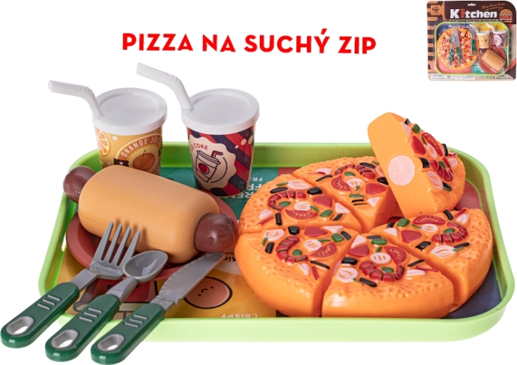 Dziecięcy zestaw szybkiego posiłku z pizzą na rzep i hot-dogiem