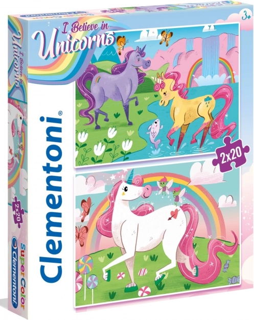 CLEMENTONI puzzle Wierzę w jednorożce 2×20 elementów