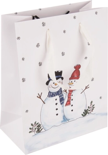 Papierowa torba prezentowa z motywem bałwanka 14 × 7 × 18 cm