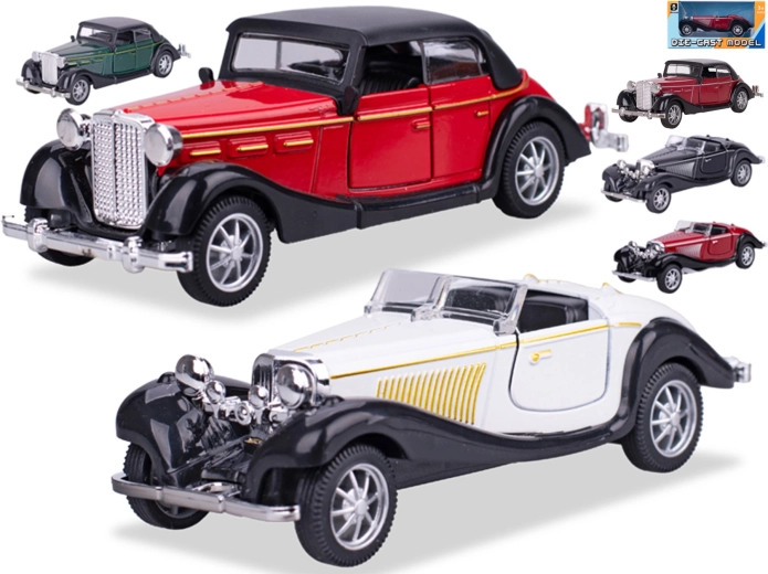 Metalowy model historycznego auta 1:36 z napędem typu pull-back, 11,5 cm