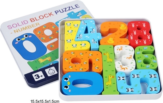 Drewniane puzzle z liczbami