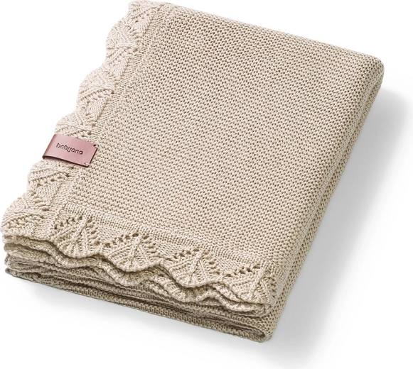 Babyono pleciony bambusowy kocyk Light Beige 75 × 100 cm