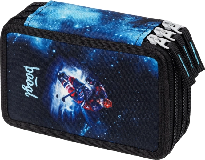 szkolny piórnik trzykomorowy hokej