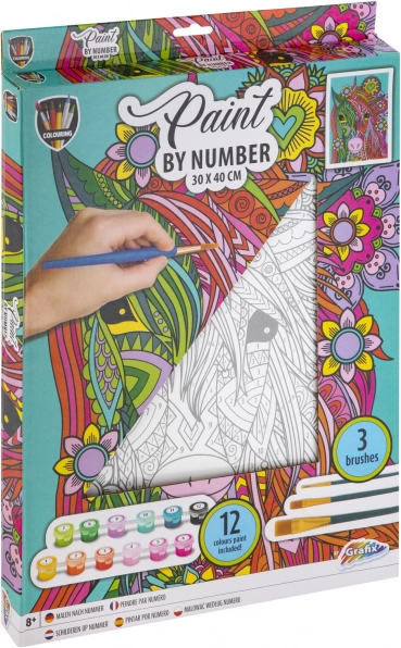 Malowanie po numerach – jednorożec, płótno 30 × 40 cm