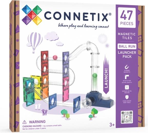 Connetix tor kulkowy z wyrzutnią, 47 elementów